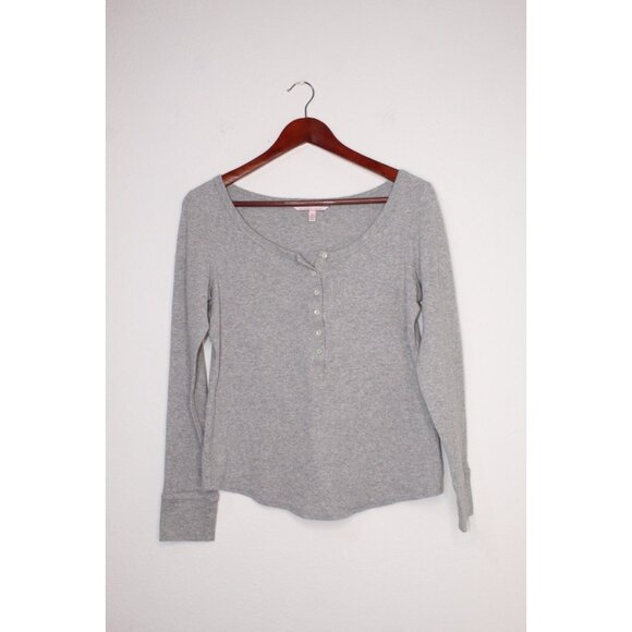 Victoria's Secret Other - Victoria's Secret Henley Night Shirt Women's Size M Gray Knit 3/4 Sleeve Casual